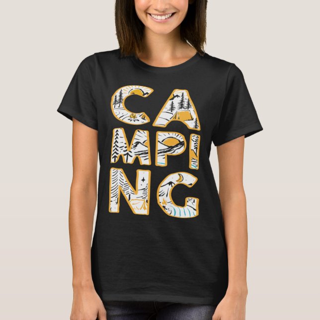 Camping outdoor hiking camper cute graphic T-Shirt (Vorderseite)