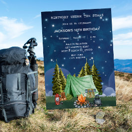 Camping Outdoorwald Geburtstagsparty Einladung