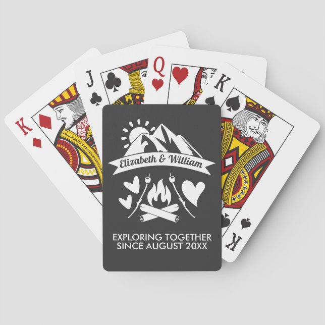 Camping-Paar Bergfeuer-Entdeckung zusammen Spielkarten (Rückseite)