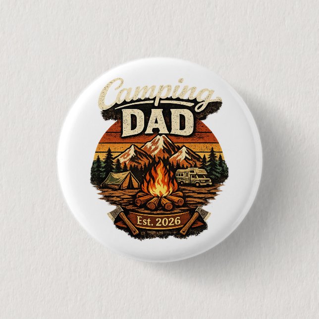 Camping Papa Est. 2026 Personalisierter Knopf Button (Vorderseite)
