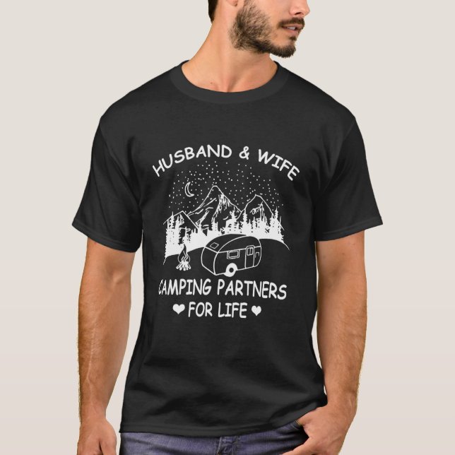 Camping-Partner für Ehefrau und Handschuhe, Niedli T-Shirt (Vorderseite)