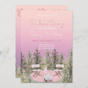 Camping Picnic Forest Girl Geburtstagseinladung Einladung