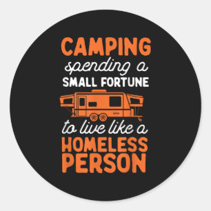 Camping Pop Up Camper RV Trailer Kleines Glück Runder Aufkleber
