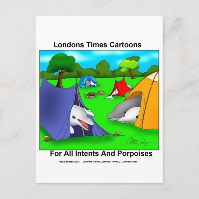 Camping Porpoises Funny Pun Lovers Postkarte (Vorderseite)
