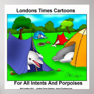 Camping Porpoises Pun-Lovers Poster