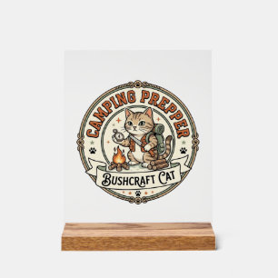 Camping Prepper Bushcraft Katze Camping Prepper Bu Acrylschild