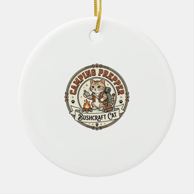 Camping Prepper Bushcraft Katze Camping Prepper Bu Keramik Ornament (Vorne)