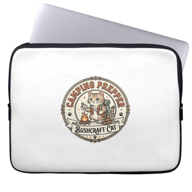 Camping Prepper Bushcraft Katze Camping Prepper Bu Laptopschutzhülle (Vorderseite)