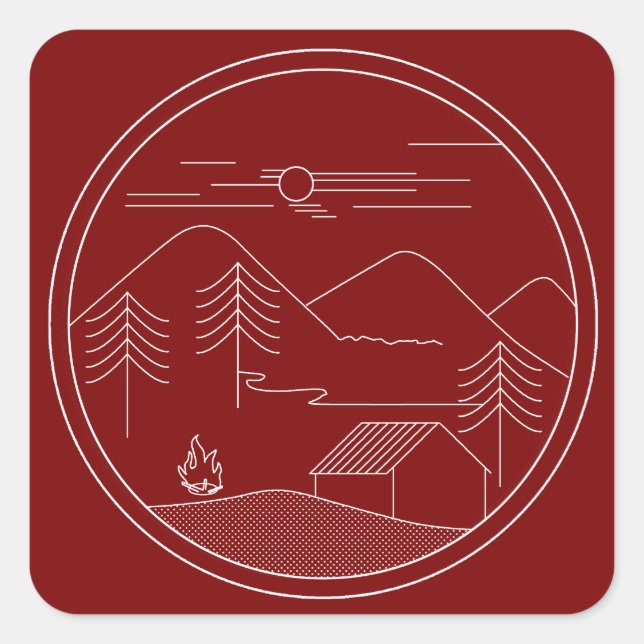 camping, quadratischer aufkleber (Vorderseite)