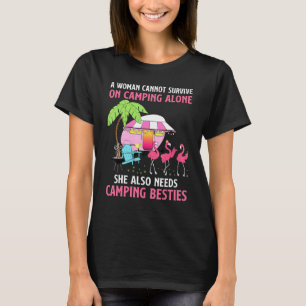 Camping Queen Flamingo Camping Besties Friends Wom T-Shirt