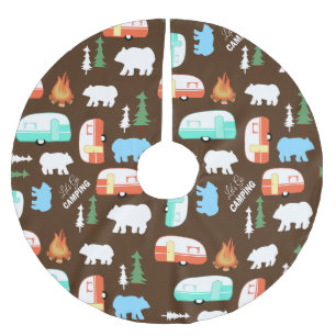 Camping Retro Camper RV Leben - braun Polyester Weihnachtsbaumdecke