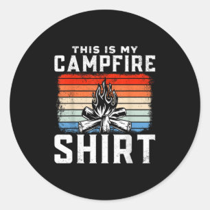 Camping Retro Vintag Das ist mein Shirt am Campfeu Runder Aufkleber