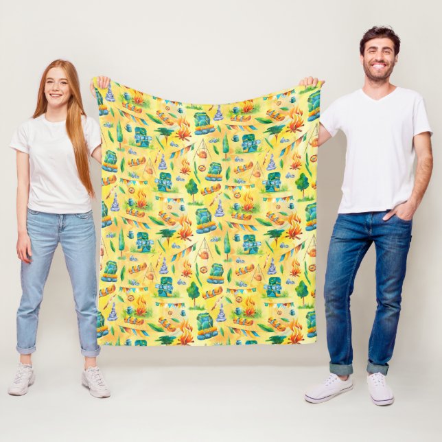 Camping-Rucksack-Schlafsack-Bushcraft-Muster Fleecedecke (Beispiel)