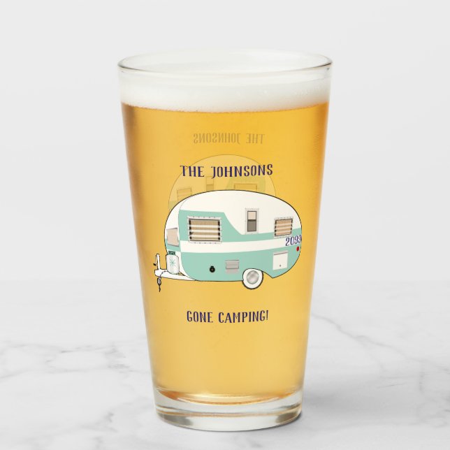 Camping RV Anhänger Camper Beer Pint trinken Glas (Vorne (Gefüllt))
