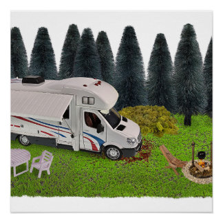Camping RV im Forest Camping Spot Poster
