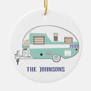 Camping RV Trailer Campingplatz Runde Weihnachten Keramik Ornament