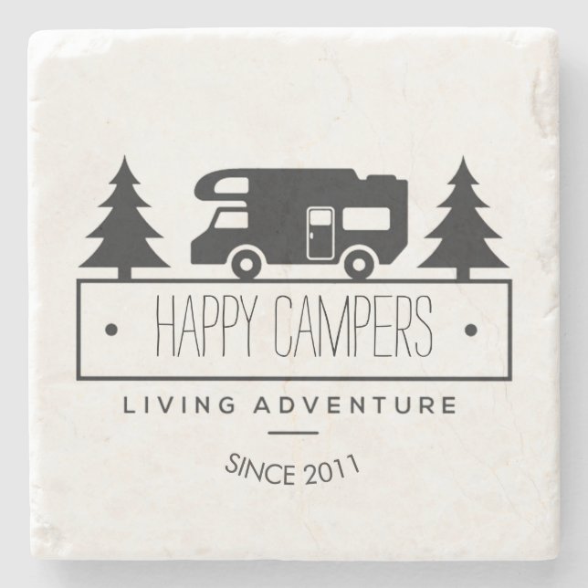 Camping RVs RVers RVing der glücklichen Camper-| Steinuntersetzer (Vorderseite)