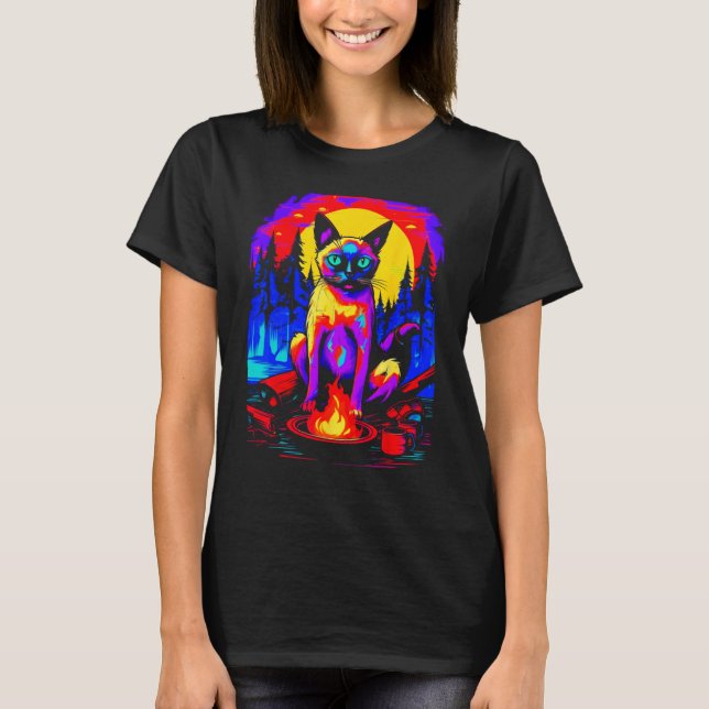 Camping Siamese Cat T-Shirt (Vorderseite)