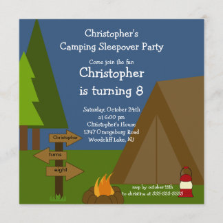 Camping Sleepover Boys zum Geburtstag Einladung