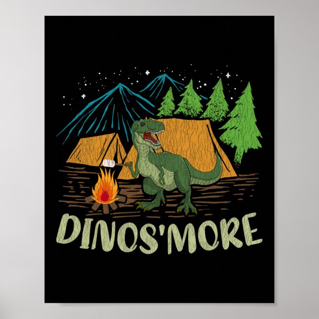 Camping S'more Dinosaur Lover Funny Dinosaur Campi Poster (Vorne)