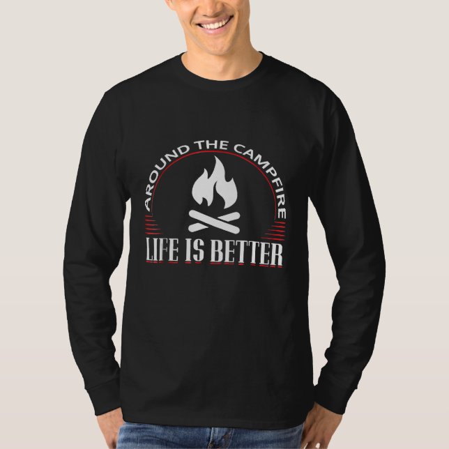 Camping Smores Bonfire Landschaftscampingplatz Feu T-Shirt (Vorderseite)