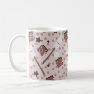 Camping Smores Marshmallows Biscuits Campfire Rosa Kaffeetasse