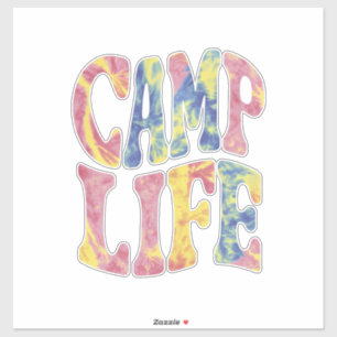 Camping Sommer Mädchen Camp Leben Tie-Die Retro  Aufkleber