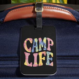 Camping Sommer Mädchen Camp Leben Tie-Die Retro  Gepäckanhänger