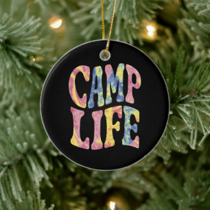 Camping Sommer Mädchen Camp Leben Tie-Dye Retro  Keramik Ornament