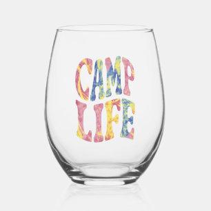Camping Sommer Mädchen Camping Leben Tie-Dye Retro Weinglas Ohne Stiel