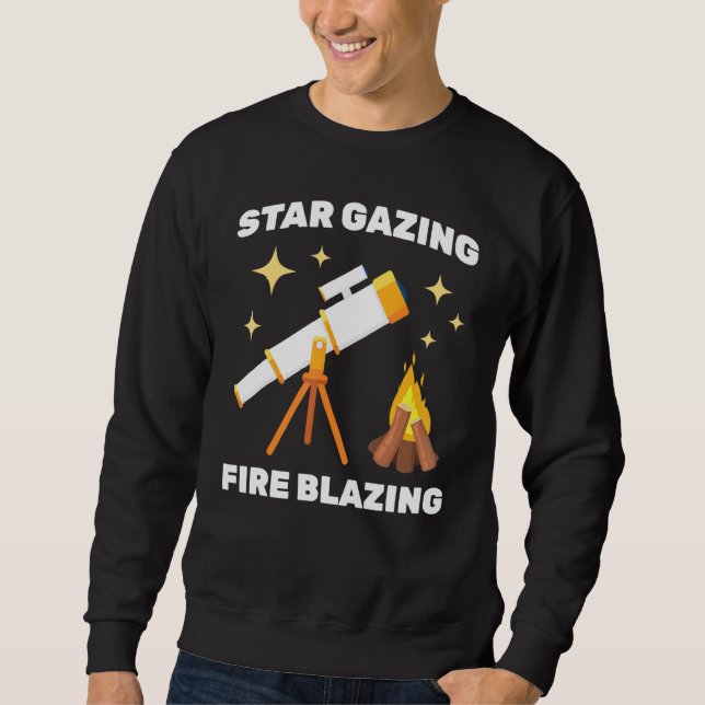 Camping Star Gazing Fire Blazing Astronomen Space Sweatshirt (Vorderseite)