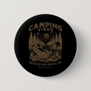 Camping Stimmung Lustige Katze Lagerfeuer Outdoor Button