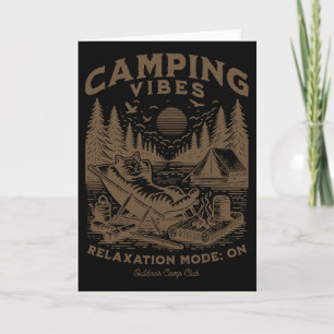 Camping Stimmung Lustige Katze Lagerfeuer Outdoor Karte