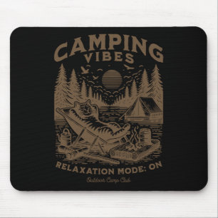 Camping Stimmung Lustige Katze Lagerfeuer Outdoor  Mousepad