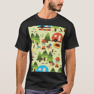 Camping-Szene, nahtlos Vintages Muster T-Shirt