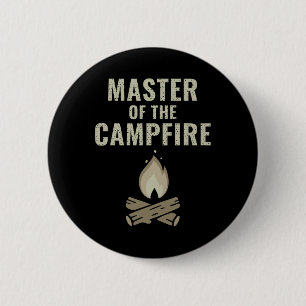 Camping T-Shirt Meister des Lagerfeuers Geschenk Button