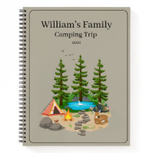 Camping-Tagebuch mit Camping-Illustration