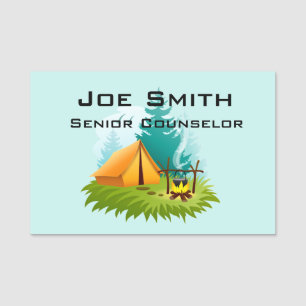 Camping Tent Woods Campfire Designname Tag Namensschild