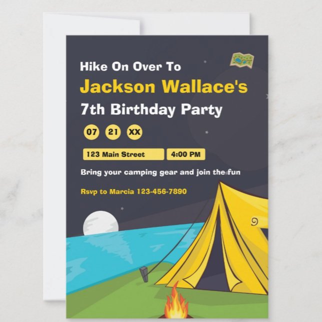 Camping Thema Outdoor Adventure Geburtstag Einladung (Von Creator hochgeladen)