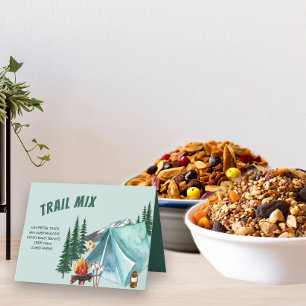 Camping Theme Editierbar Party Food Label Zelt Sig Dankeskarte