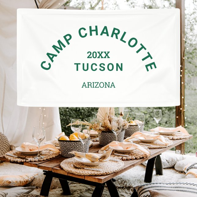 Camping Theme Forest Green Camp Wappen Bachelorett Banner (Von Creator hochgeladen)