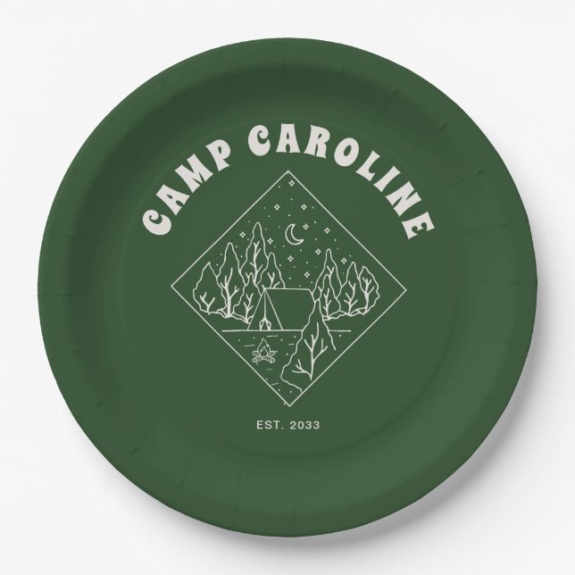 Camping Theme Junggeselinnen-Abschied Pappteller (Vorderseite)