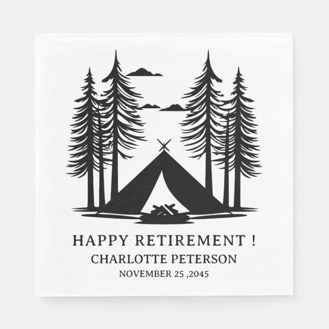 Camping Theme Retirement Party Napkins Serviette (Vorderseite)