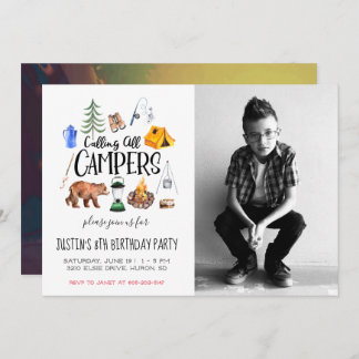 Camping Themed Party Einladung