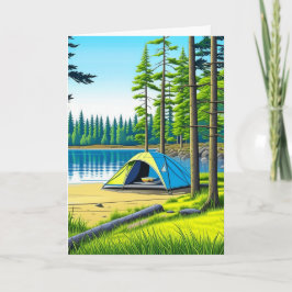Camping Themed Tent in the Woods Birthday Karte