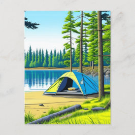 Camping Themed Tent in the Woods Postkarte