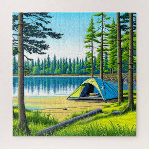 Camping Themed Tent in the Woods Puzzle