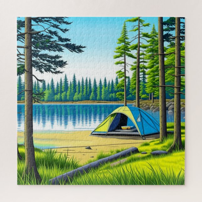 Camping Themed Tent in the Woods Puzzle (Vertikal)