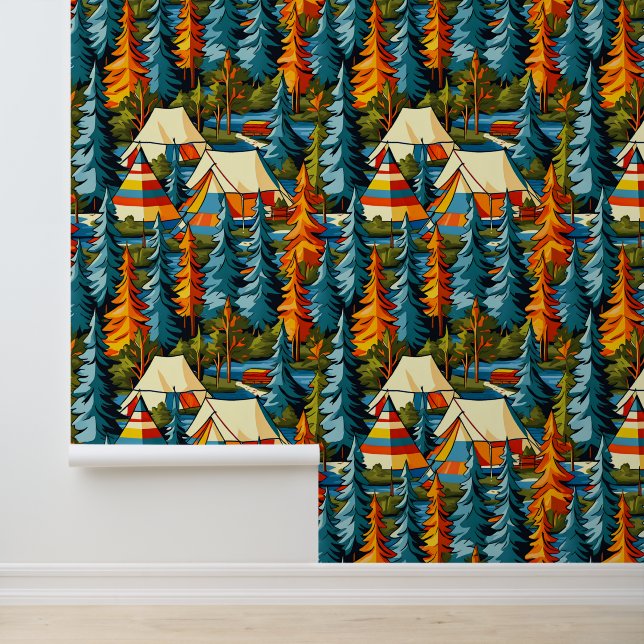 Camping Themed Tents and Teepee Tapete (Anwendung)
