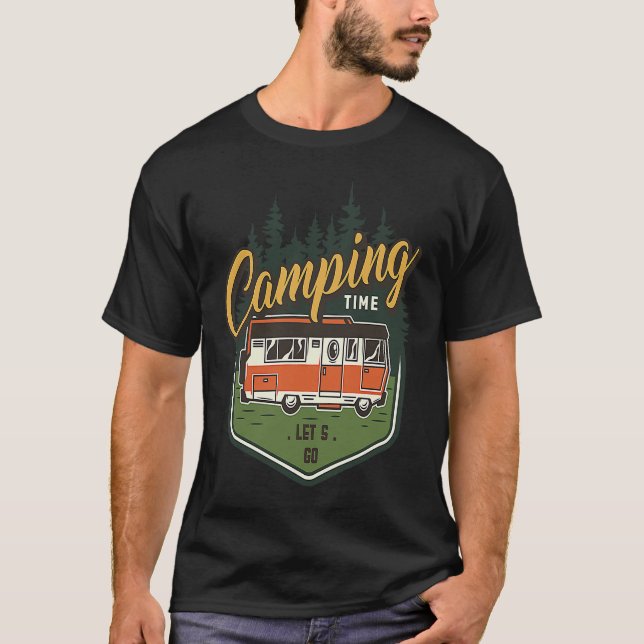 Camping Time Let's Go Forest Green Car Summer T-Shirt (Vorderseite)